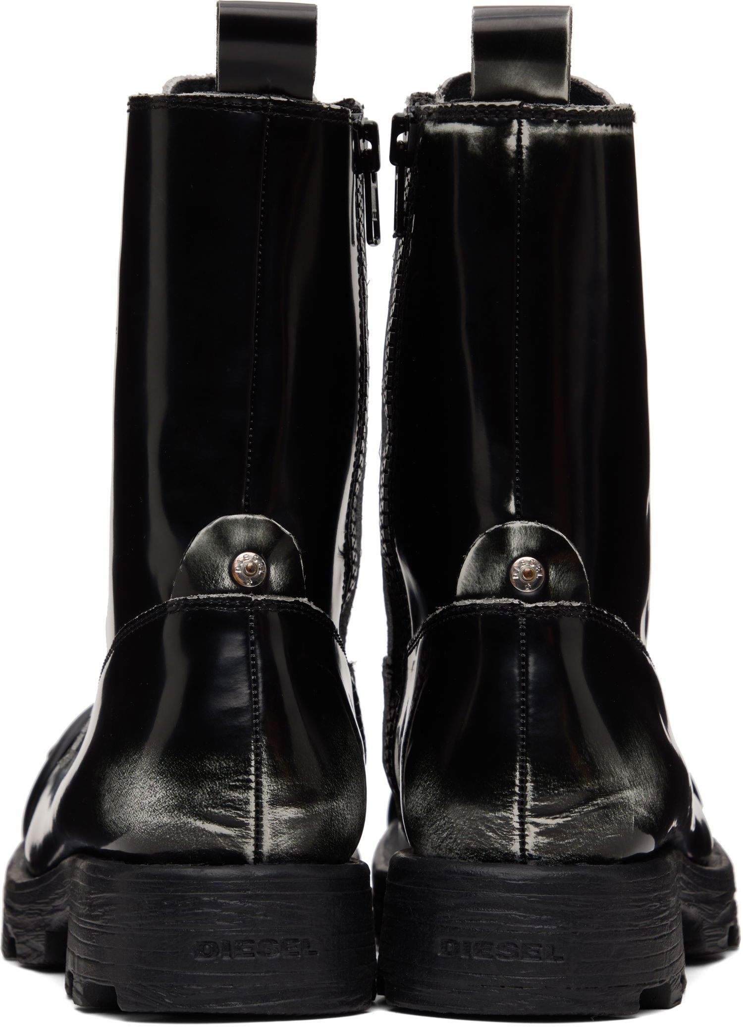 Superge in čevlji Diesel D-Hammer Bt D Lace-Up High-Top Boots with Shiny Finish and Rubber Toe Črna | Y03228-P8435-H1532, 1