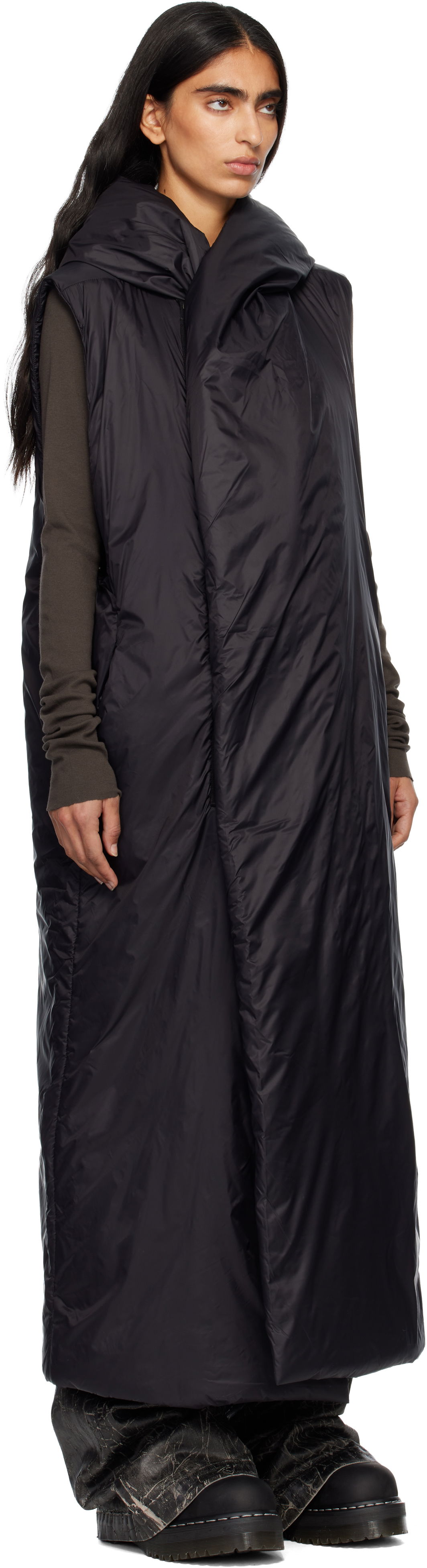 Plašči Rick Owens Rick Owens DRKSHDW Concordians Hooded Liner Coat Črna | DS02E7922 NP, 1