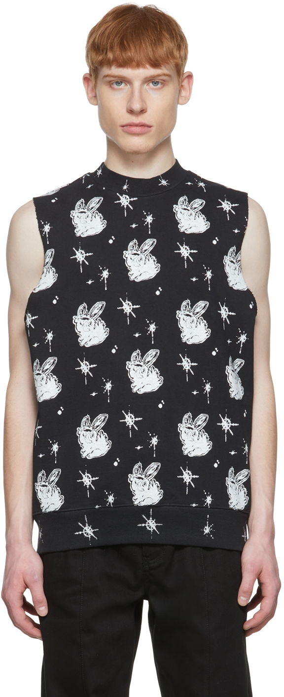 Majica brez rokavov We11done We11done Cotton Graphic-Print Sleeveless T-Shirt Črna | WD-TV1-22-559-U-BK
