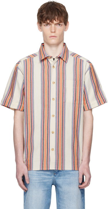 Srajce A.P.C. A.P.C. Ross Striped Linen Short-Sleeve Button-Down Shirt Večbarvna | COHIA-H12541, 0