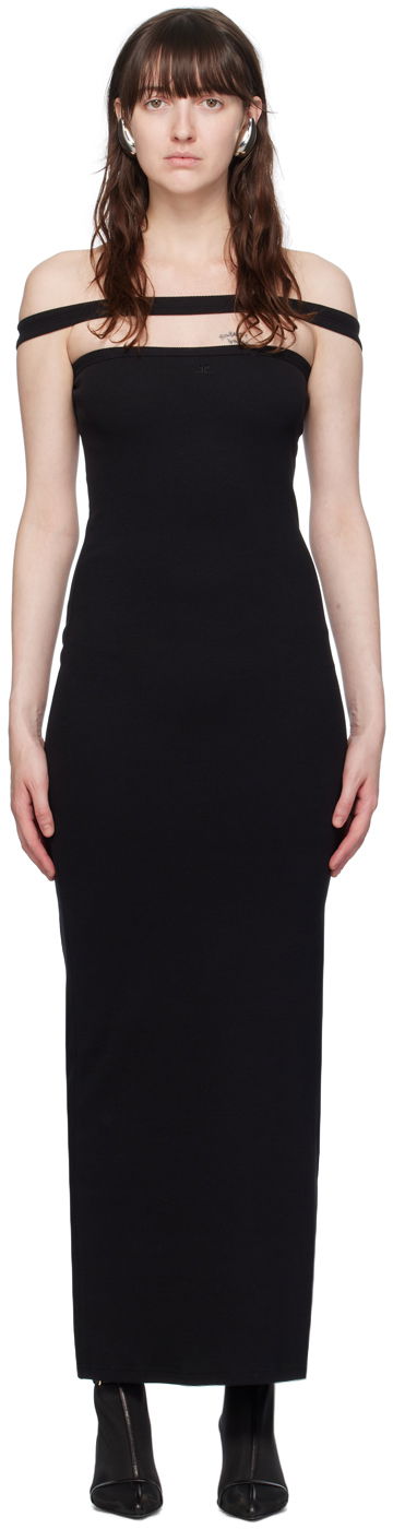 Obleke Courrèges Courrèges Hyperbole Off-the-Shoulder Maxi Dress Črna | 224JRO400JS0121
