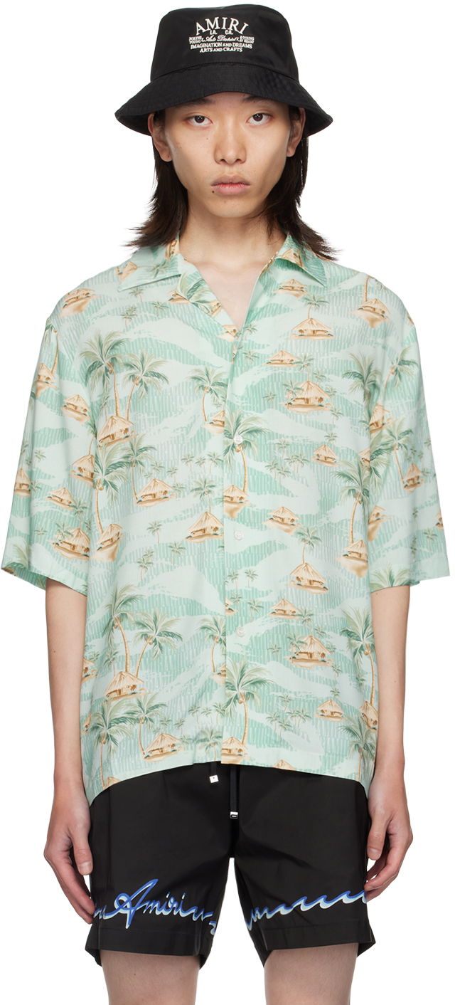Srajce AMIRI Repeat Palm Print Shirt Zelena | AMSTBW1014, 0