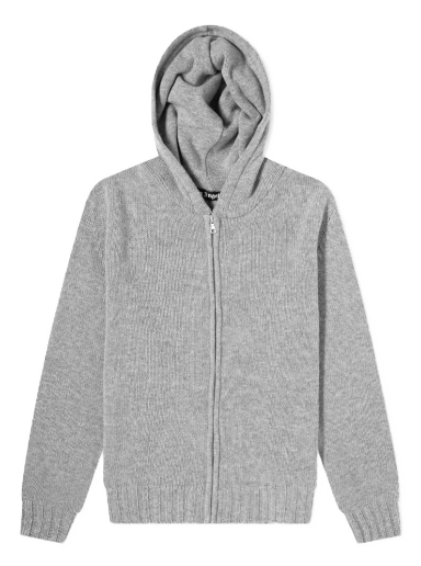 Pulover Palm Angels Curved Logo Zip Hooded Knit Siva | PMHA045F21KNI0010901