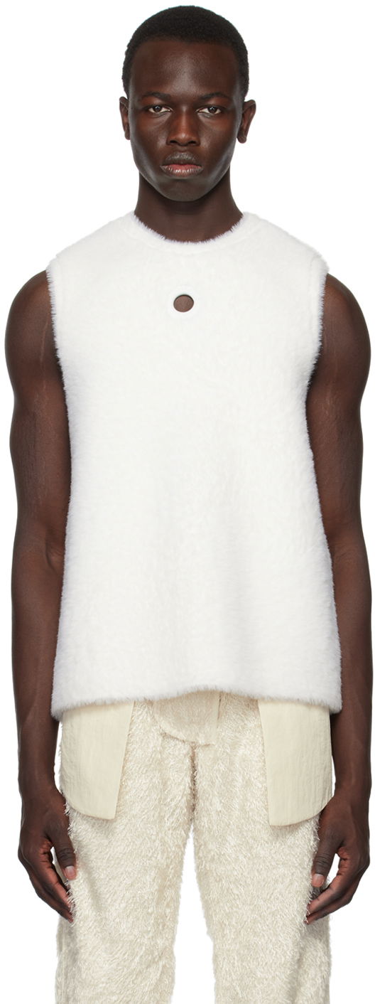 Pleteni pulover Craig Green Exclusive Fluffy Vest Bela | CGSS23CKNVST15