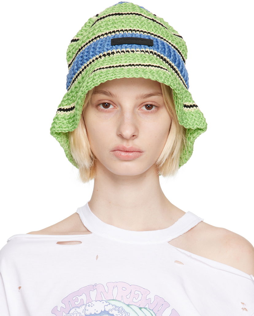 Klobuk Stella McCartney Stella McCartney Striped Bucket Hat Zelena | 7V0043WP0164