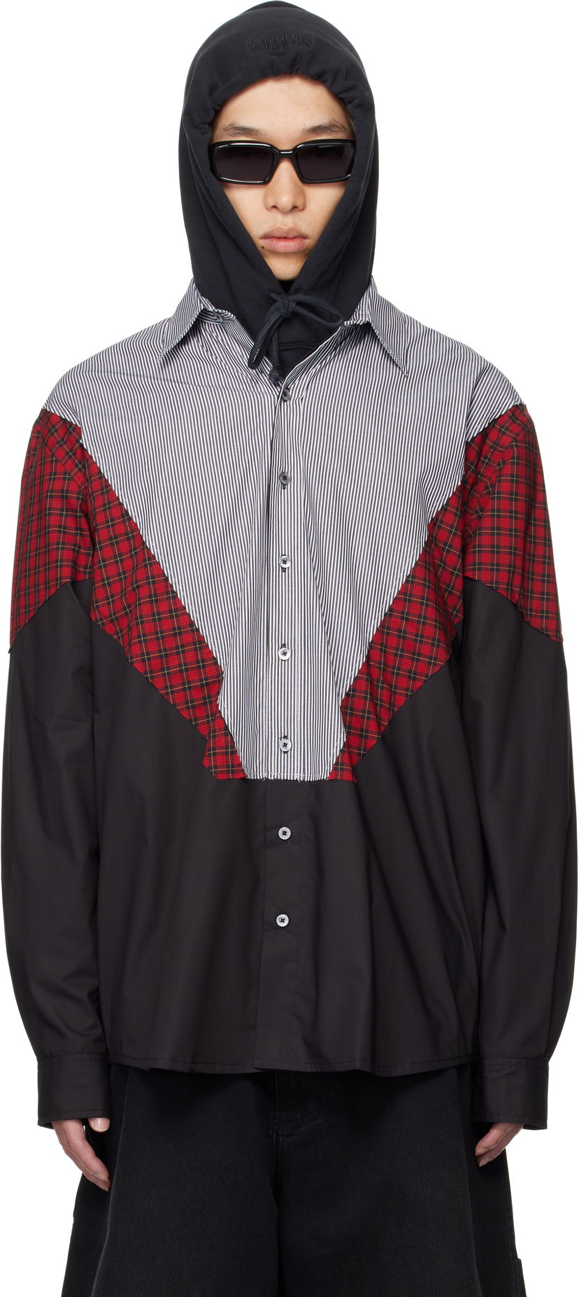 Srajce VETEMENTS VETEMENTS Tracksuit Panelled Shirt Črna | UH76SH860BR