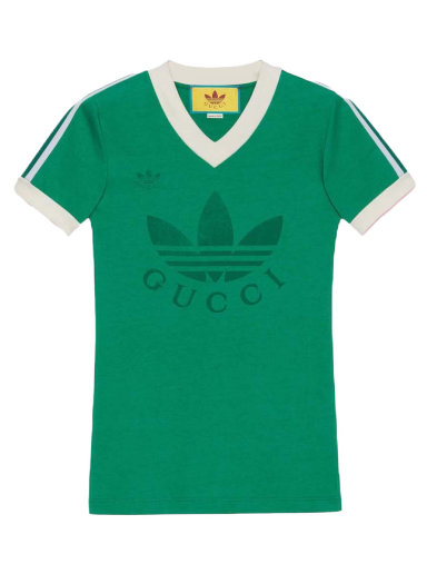 Majica Gucci x adidas V-Neck T-Shirt Zelena | ‎693636 XJEBZ 3816