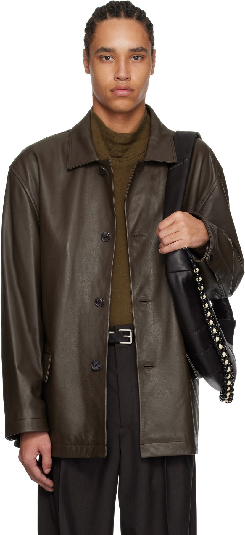 Jakna LEMAIRE Lemaire Relaxed Leather Jacket Rjava | OW1074 LL0095