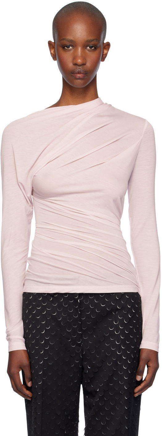 Majica Helmut Lang Helmut Lang Draped Long Sleeve Top Roza | O07HW504