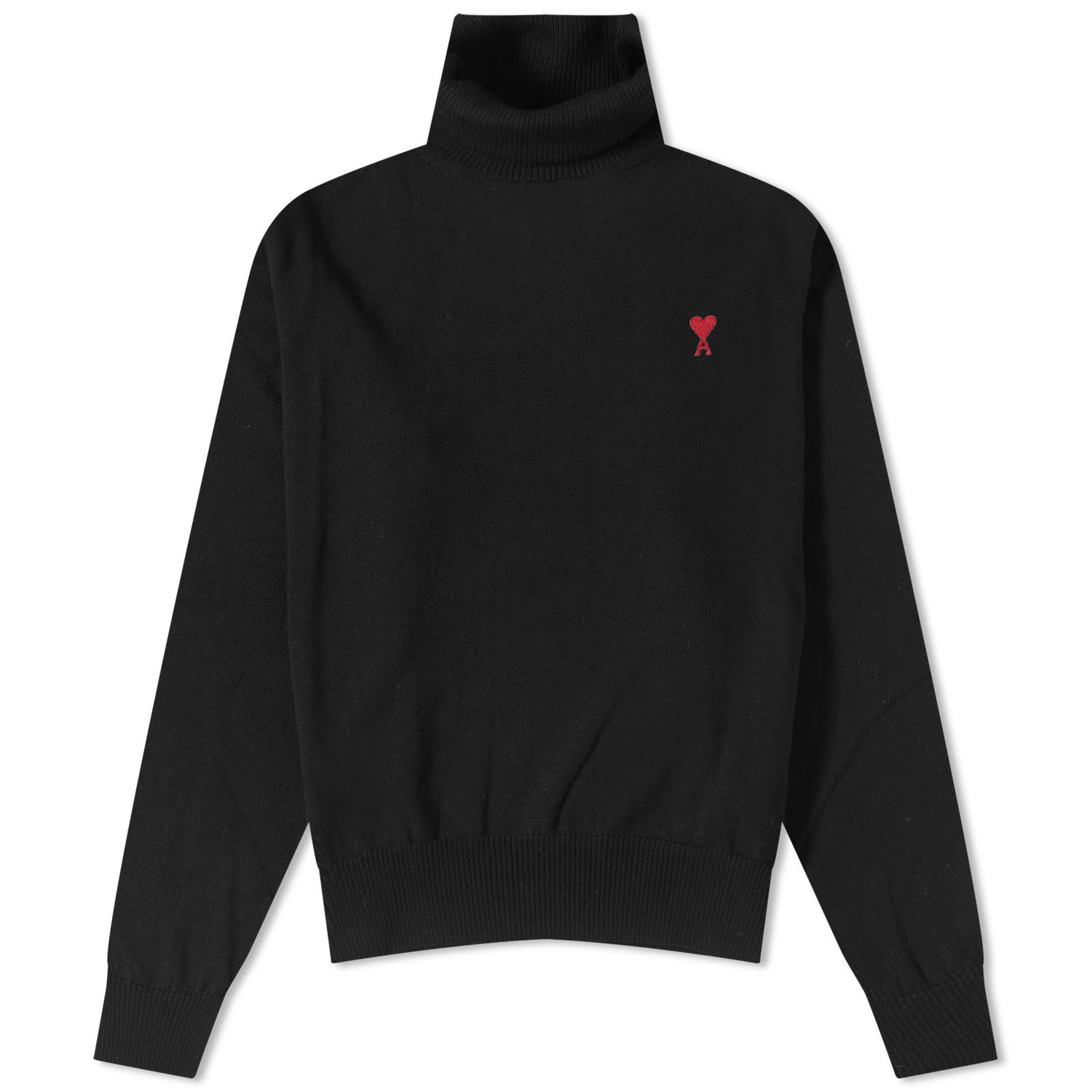 Oblačila AMI Small A Heart Roll Neck Črna | HKS411-KN0025-001, 0