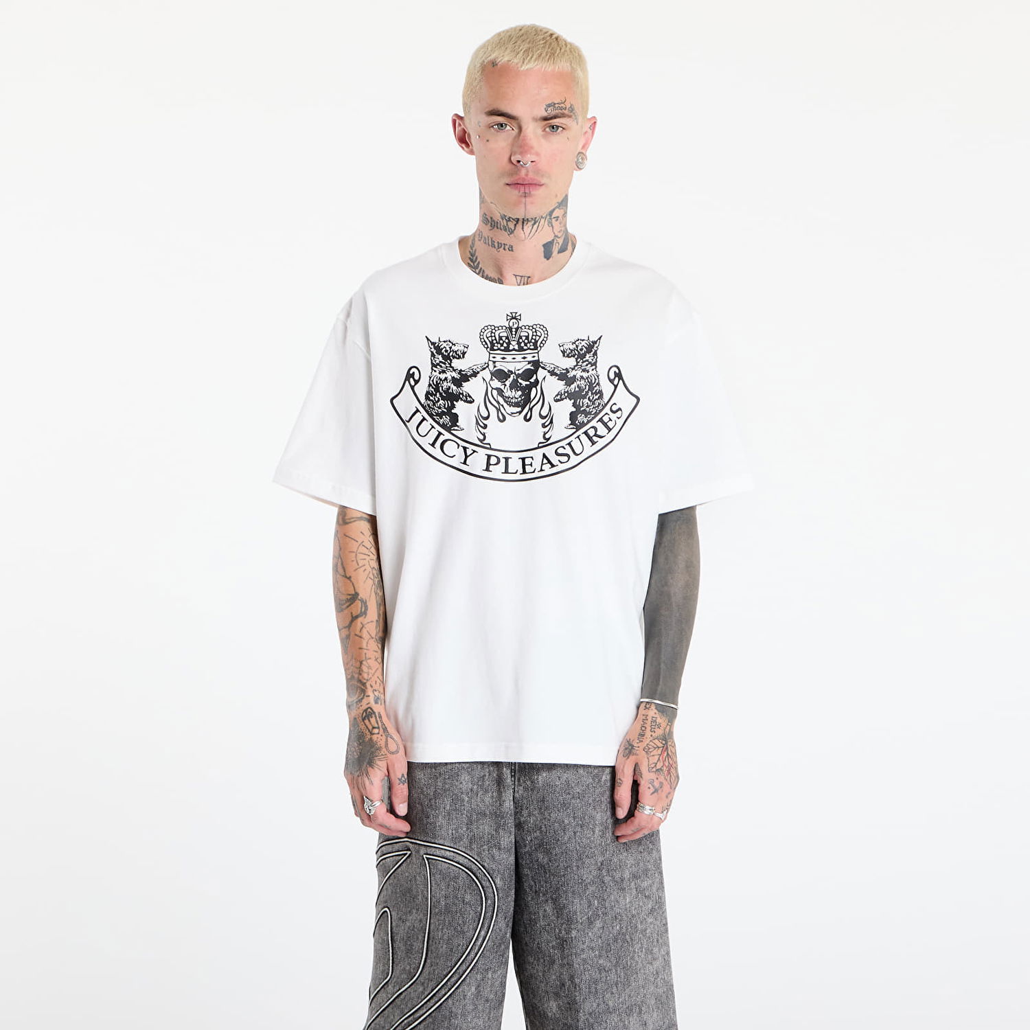 Majica Pleasures PLEASURES Skull Crest Heavyweight T-Shirt Bela | P25JC009-WHITE, 0