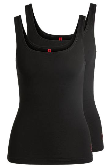 Majica brez rokavov BOSS Two-Pack Stretch-Cotton Vests with Logo Črna | 50469682