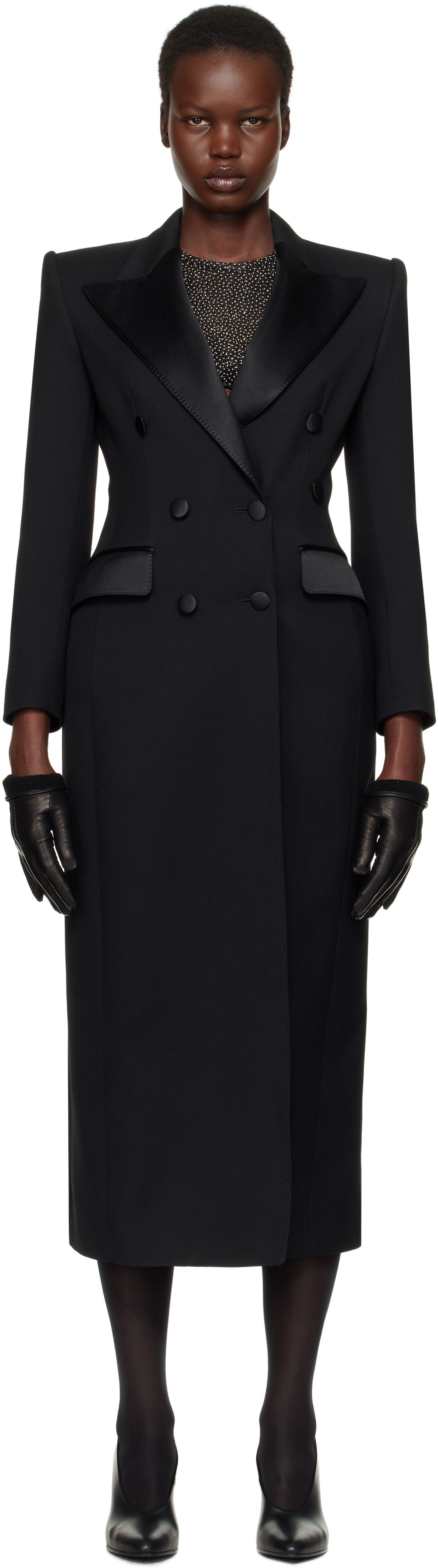 Trenčkot Dolce & Gabbana Dolce&Gabbana Double-Breasted Tuxedo Coat Črna | F0W2FT FU272, 0