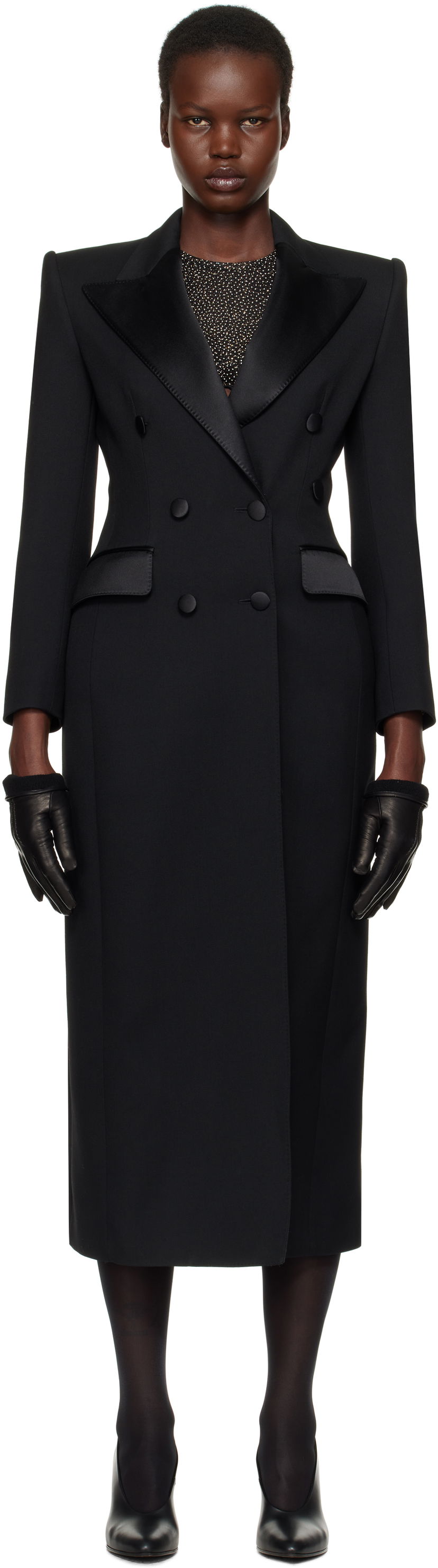 Trenčkot Dolce & Gabbana Dolce&Gabbana Double-Breasted Tuxedo Coat Črna | F0W2FT FU272