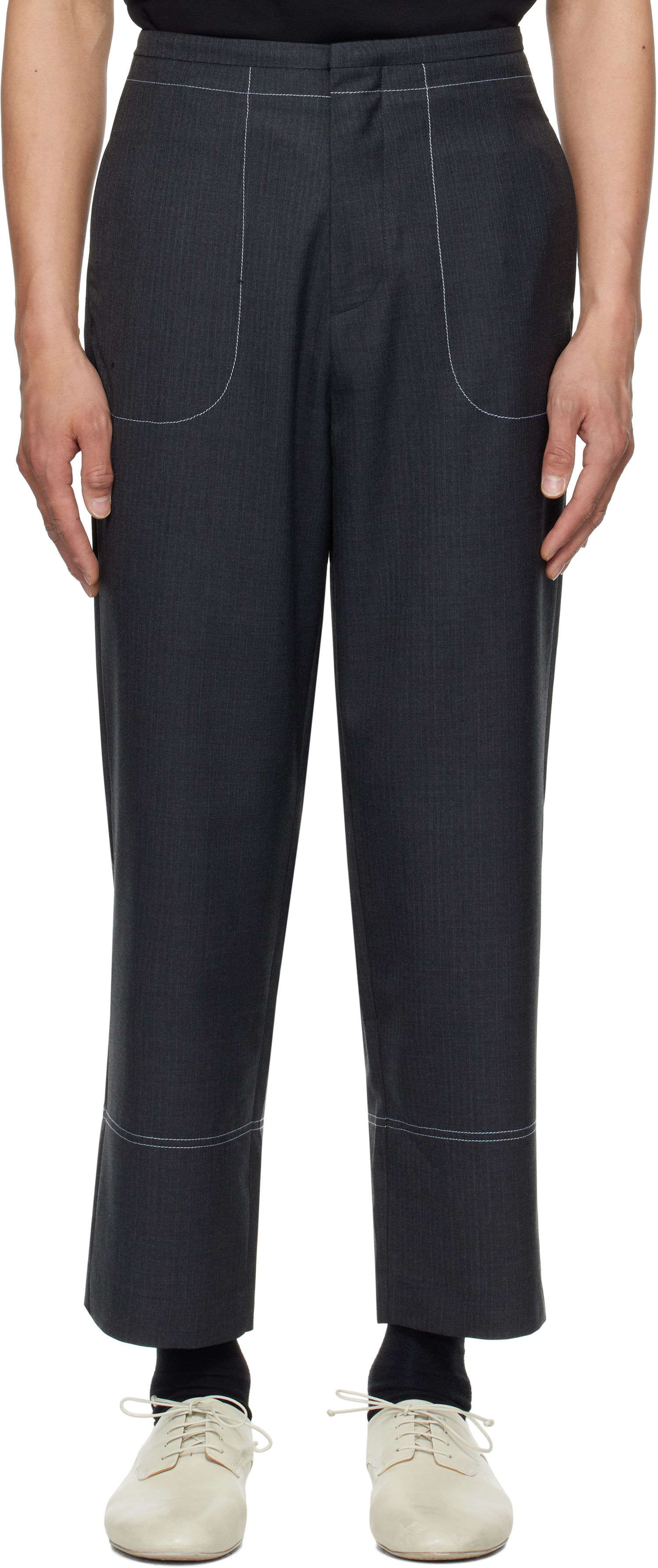 Hlače ADER ERROR ADER error Product. 81 Pinstripe Cropped Trousers Siva | BO01SSSA0204GR, 0