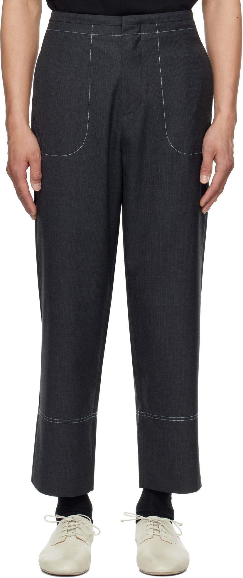 Hlače ADER ERROR ADER error Product. 81 Pinstripe Cropped Trousers Siva | BO01SSSA0204GR