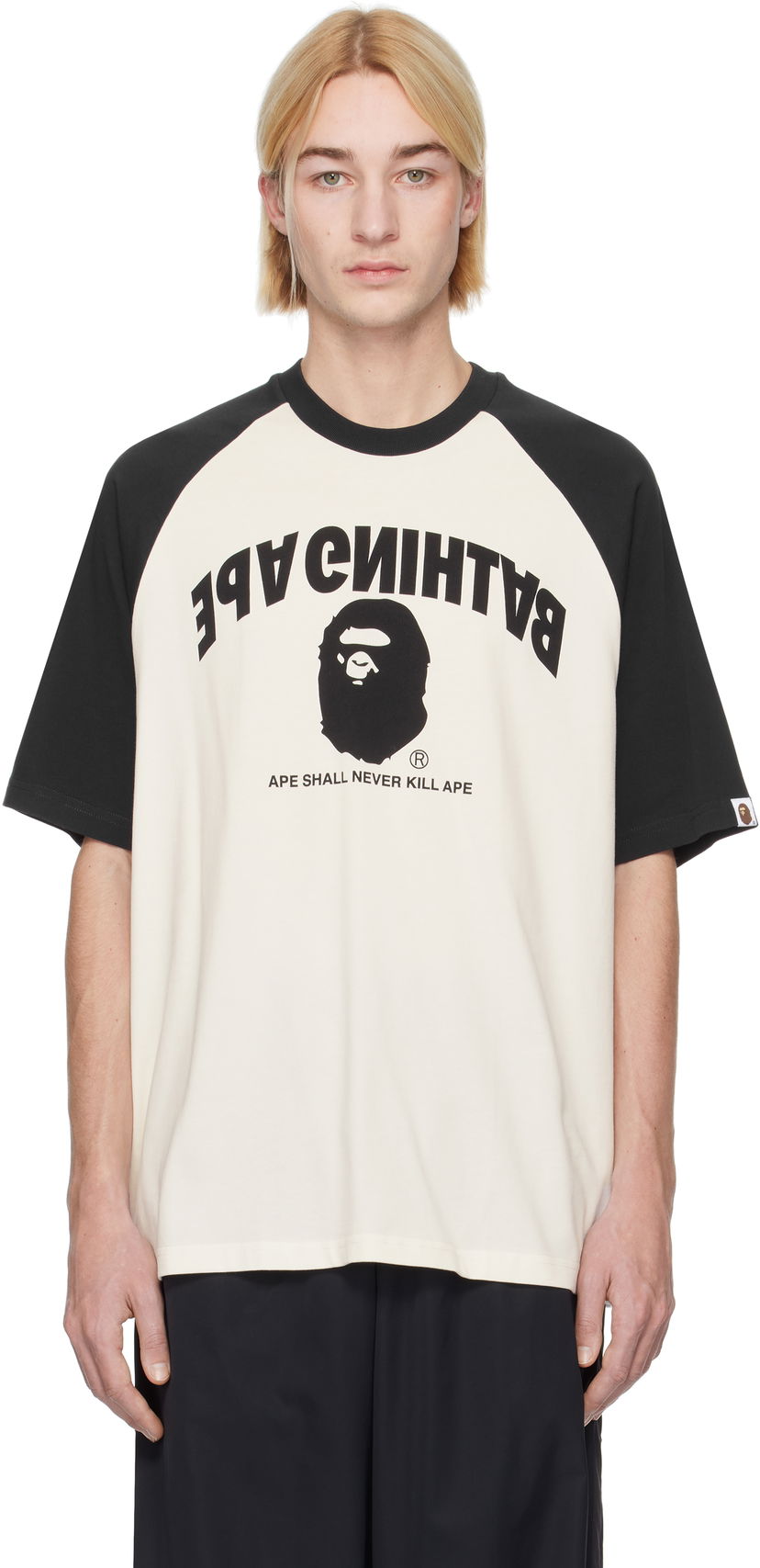 Majica BAPE Relaxed Fit Raglan T-Shirt Bela | 001CSK801303M