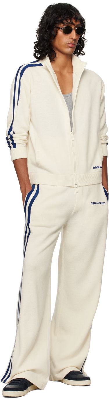 Trenirka DSQUARED2 Dsquared2 Knit Sweatpants with Side Stripes Bela | S74KB0927_D13051, 3