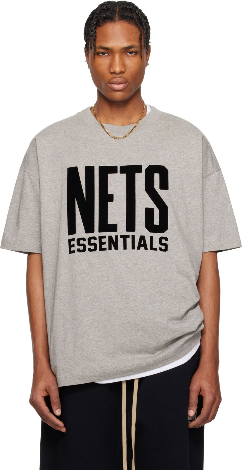 Majica Fear of God Fear of God ESSENTIALS NBA Nets Short Sleeve T-Shirt Siva | 125AL244105F