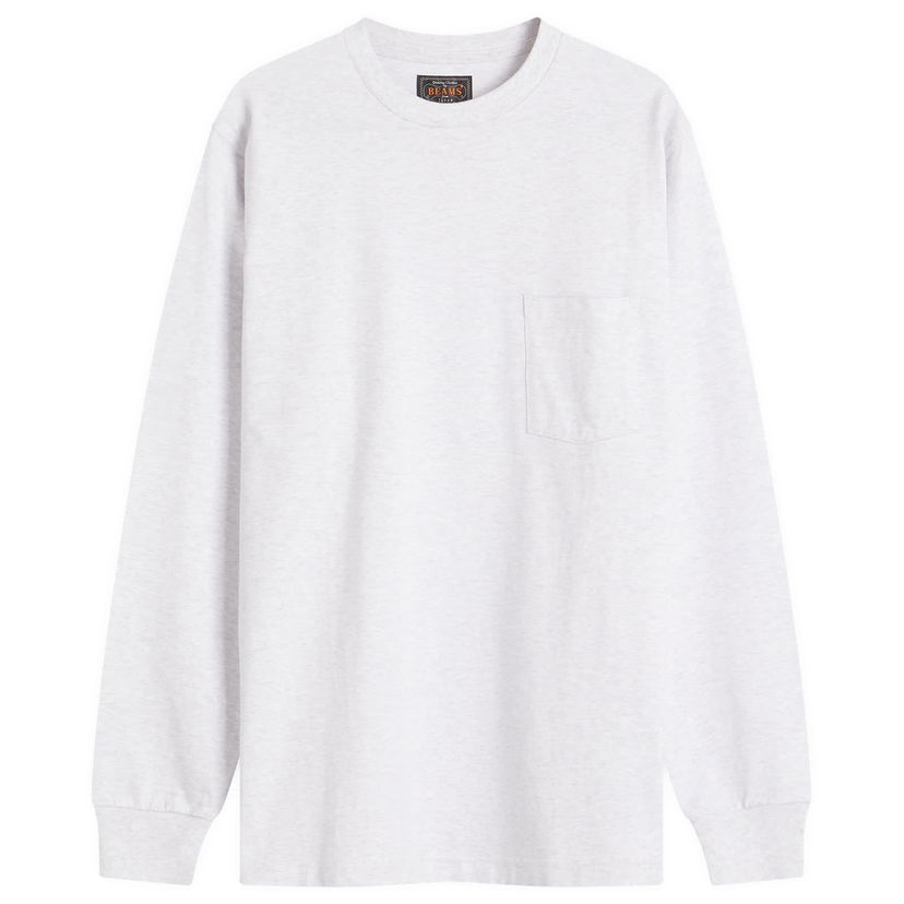 Majica BEAMS Beams Plus Long Sleeve Pocket T-Shirt, Size Medium Bela | 3814-0066-156-12