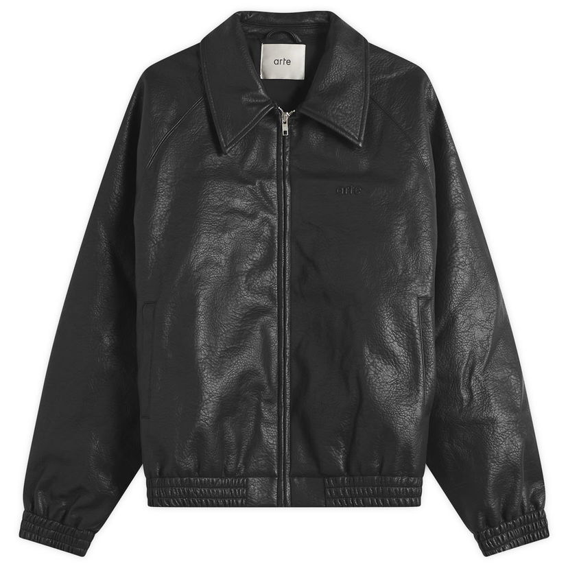 Bomber jakna Arte Antwerp Basic Collared Zip-Up Leather Bomber Jacket Črna | AW25-251J-BLK