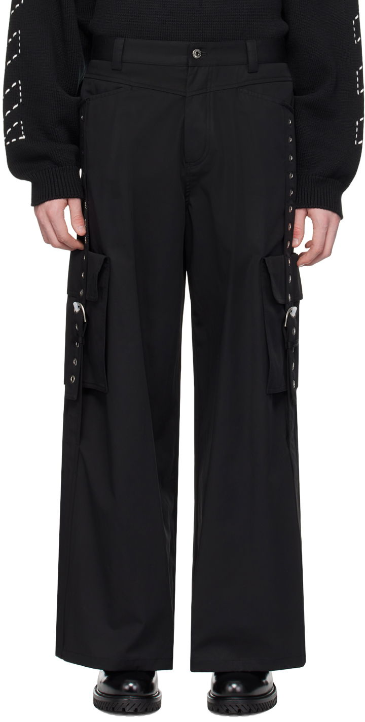 Cargo hlače Off-White Black Buckles Cargo Pants Črna | OMCF040S24FAB0011000