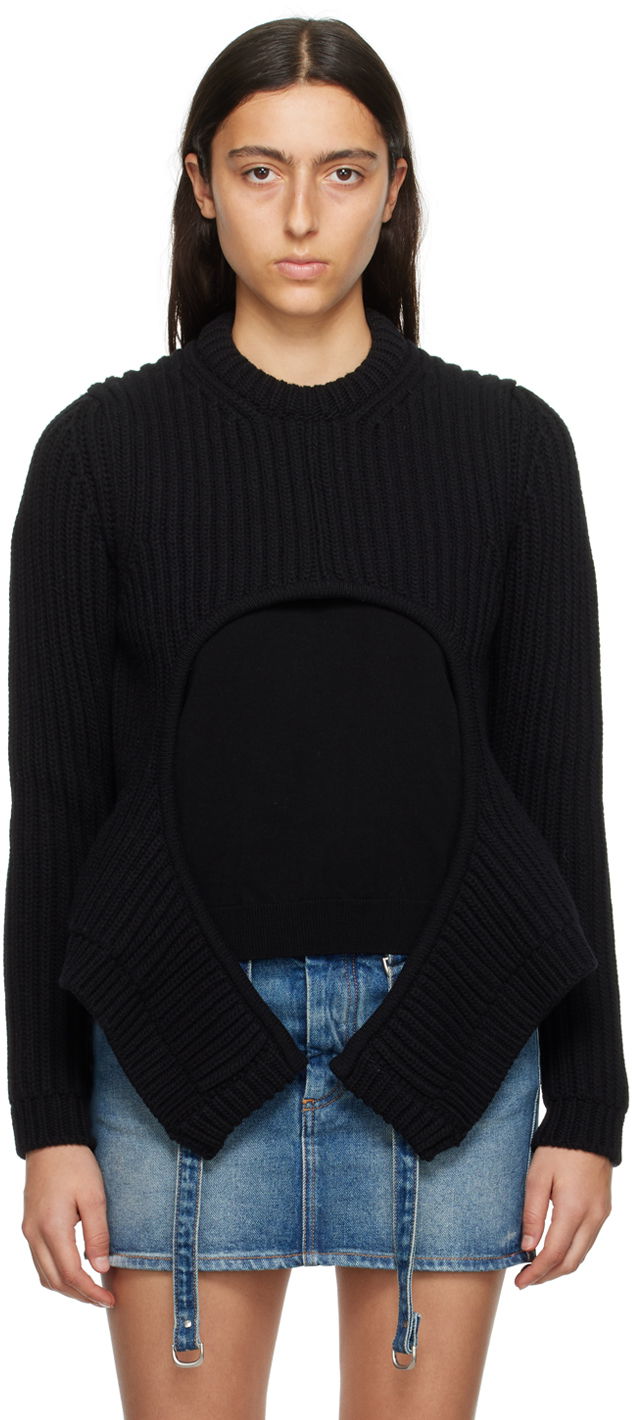Pleteni pulover Off-White Black Meteor Cut Out Sweater Črna | OWHE099F23KNI0011000