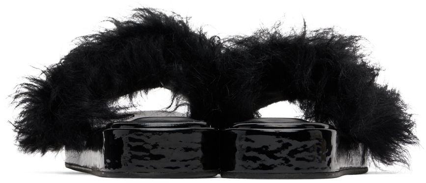 Modni dodatki BY FAR BY FAR Shana Furry Slides Črna | 22FWSAHSBLTOS, 1
