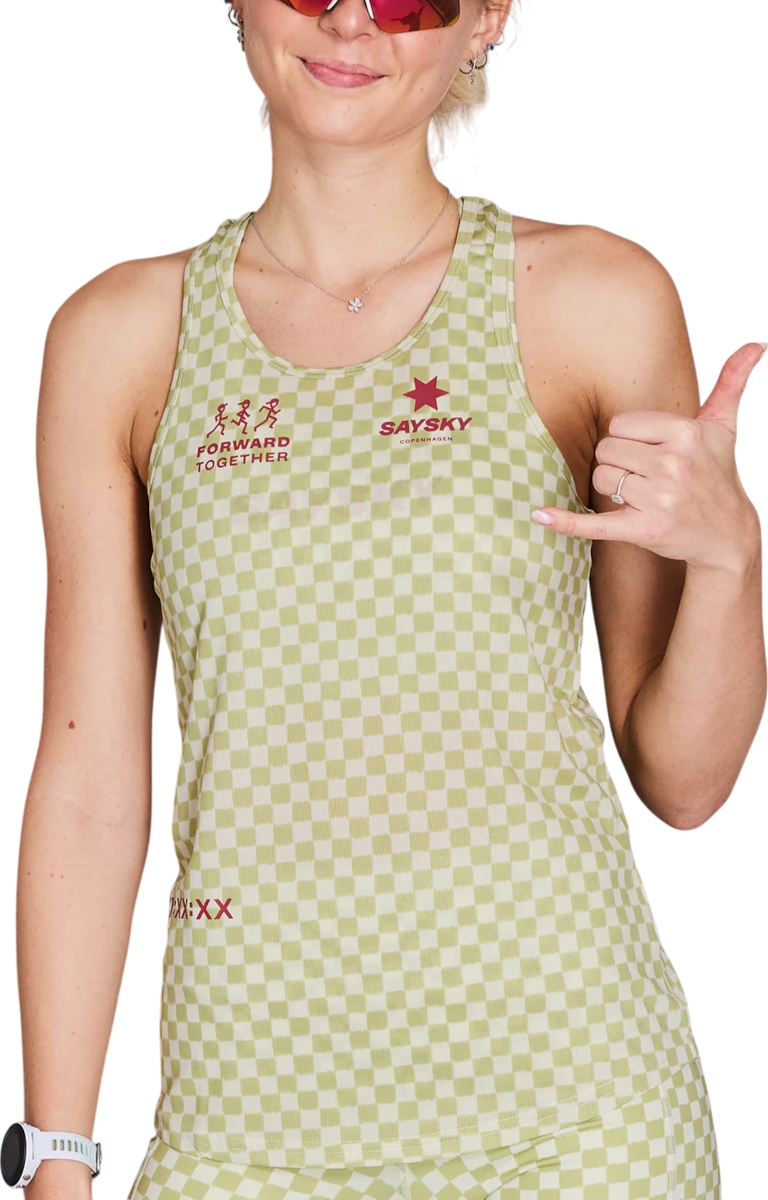Majica brez rokavov Saysky Saysky Checker Combat Singlet Zelena | nwrsi31c1034