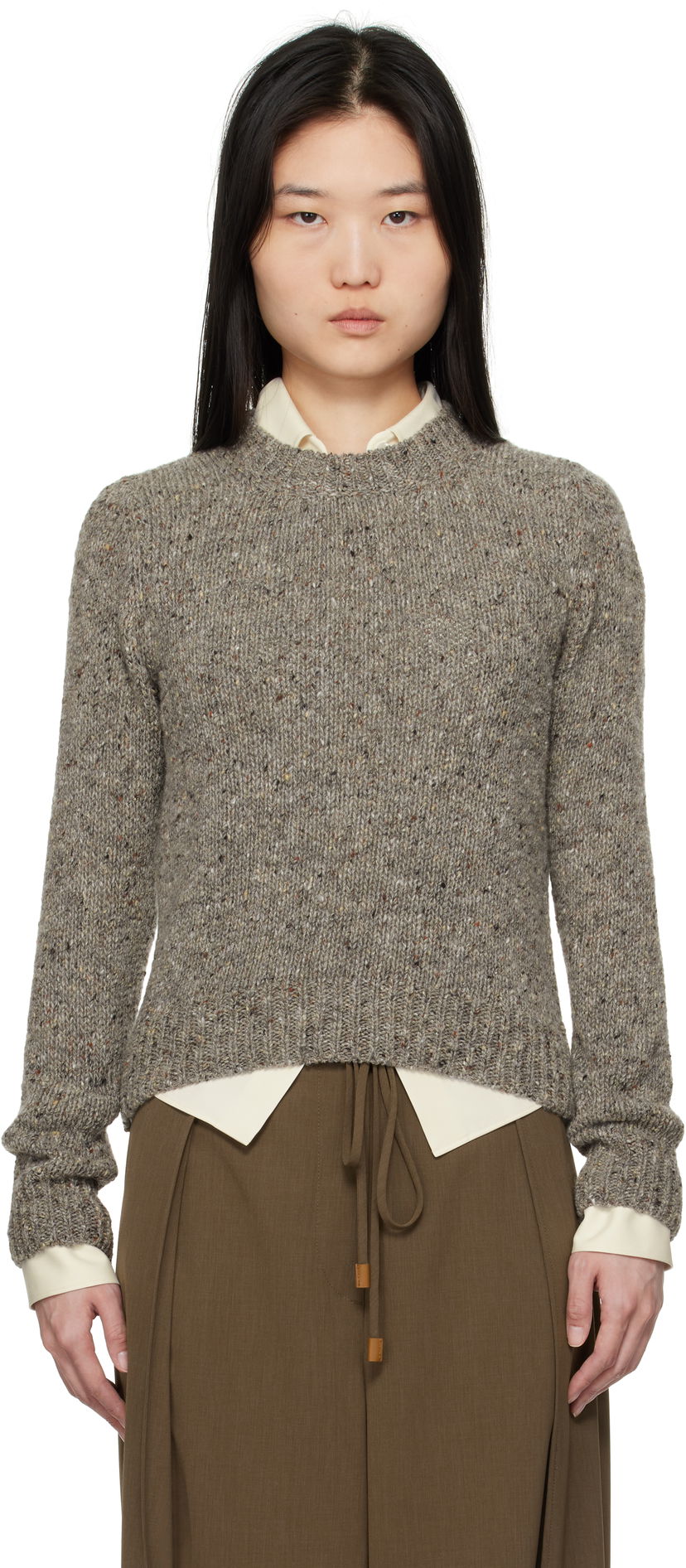 Pleteni pulover &Daughter &Daughter Arden Donegal Crewneck Sweater Siva | H2008M