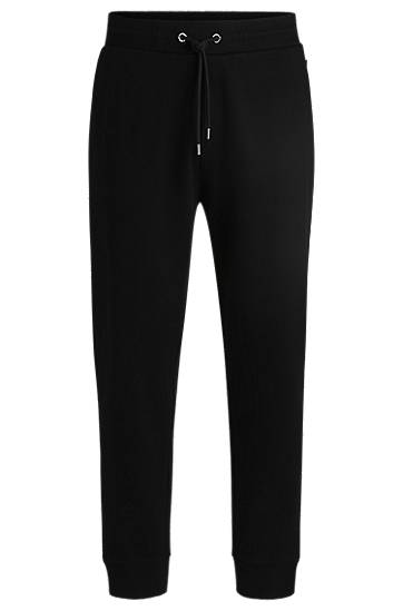 Trenirka BOSS Mercerized Cotton Tracksuit Bottoms with Stripe Waistband Črna | 50531856