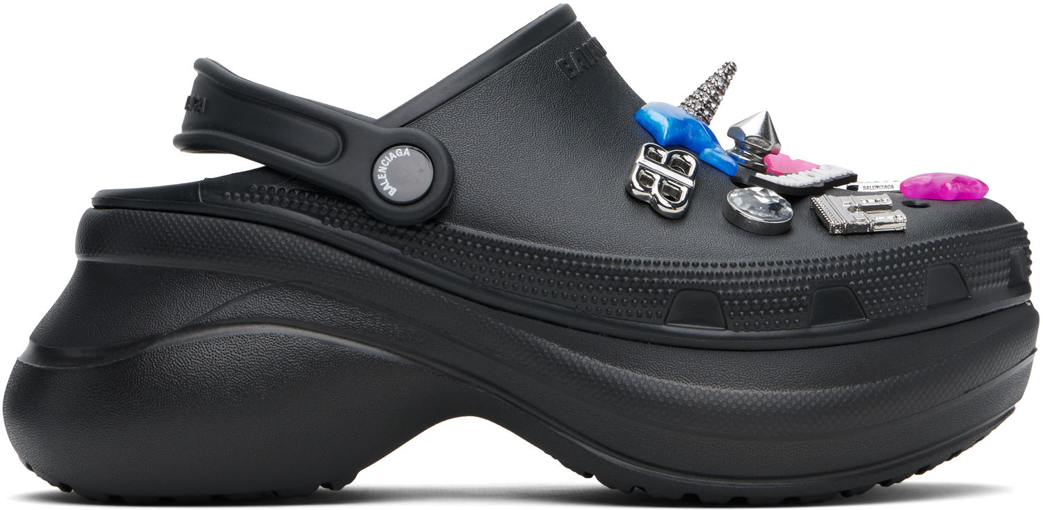 Oblačila Balenciaga Balenciaga Crocs Edition Jibbitz Mules Črna | 720762 W0FOW, 0
