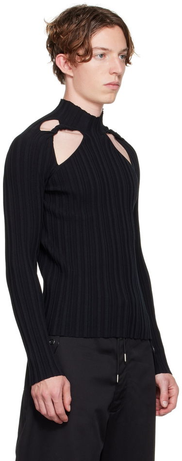 Pleteni pulover Dion Lee Dion Lee Collarbone Cutout Ribbed Sweater Bela | C7005F21, 4