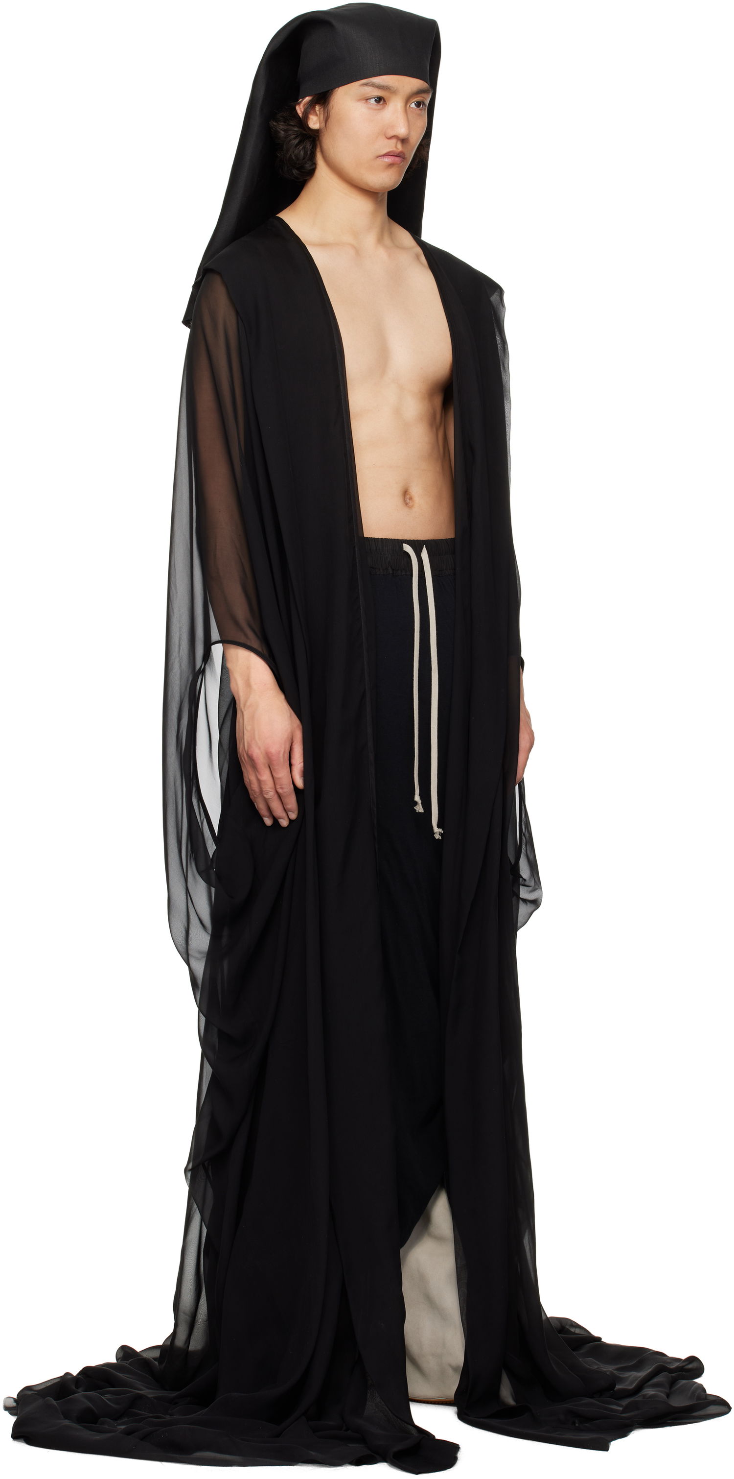 Plašči Rick Owens Rick Owens Hollywood Allahnah Long Coat Črna | RR01E5903 S, 1