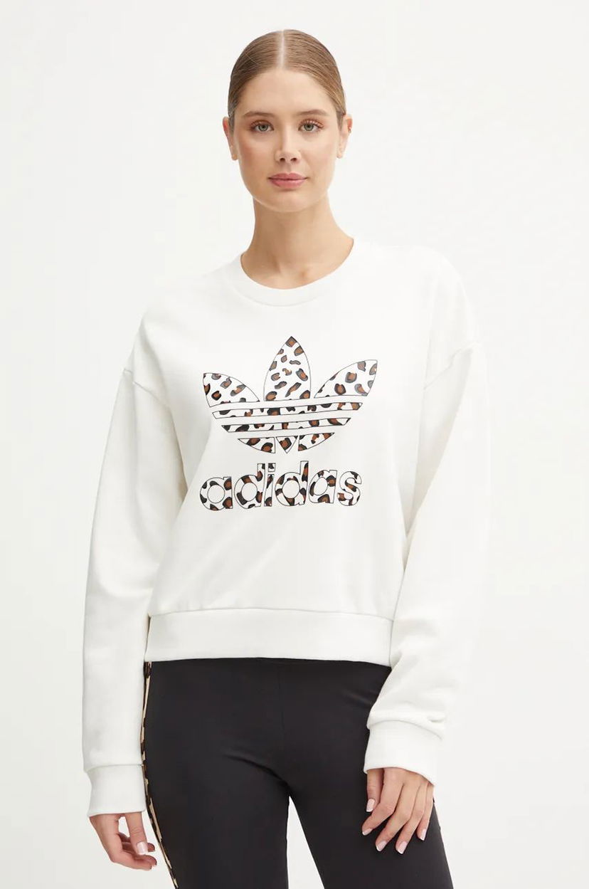 Pulover adidas Originals Leopard Crewneck Sweatshirt Bela | IW8477