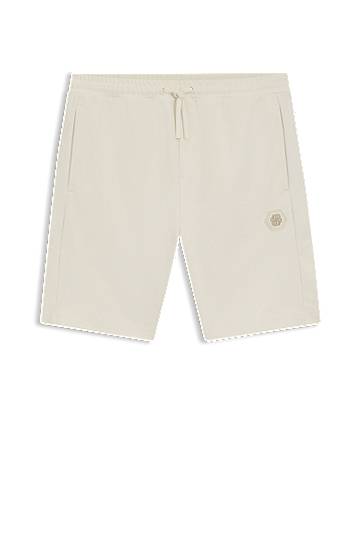 Kratke hlače BOSS Double B Monogram Cotton-Blend Shorts Bež | 50551557