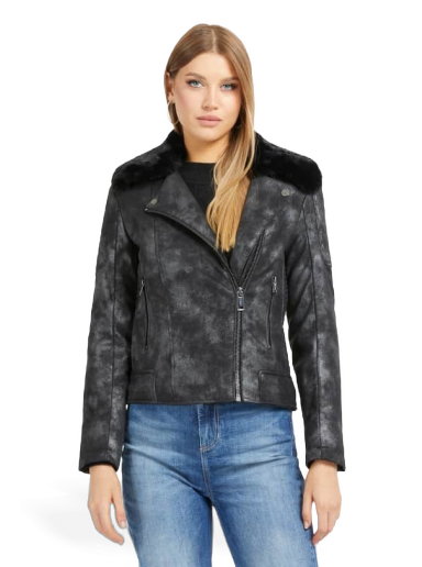Jakna GUESS Faux Leather Črna | W3BL31WFQZ0