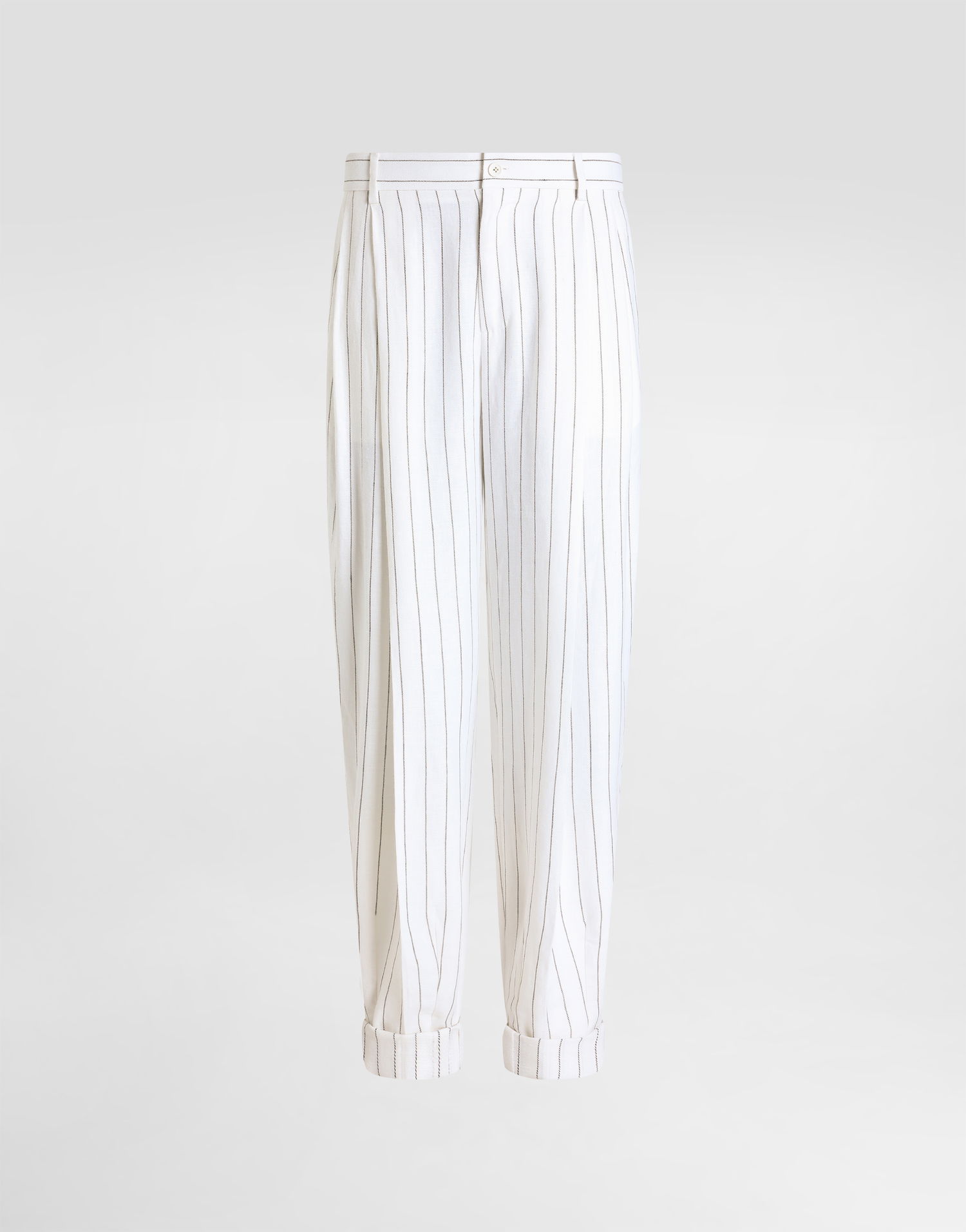 Hlače Dolce & Gabbana Dolce & Gabbana Pinstripe Linen-Blend Pants With Double Darts Bela | GP10DTFR3F0S8052, 0