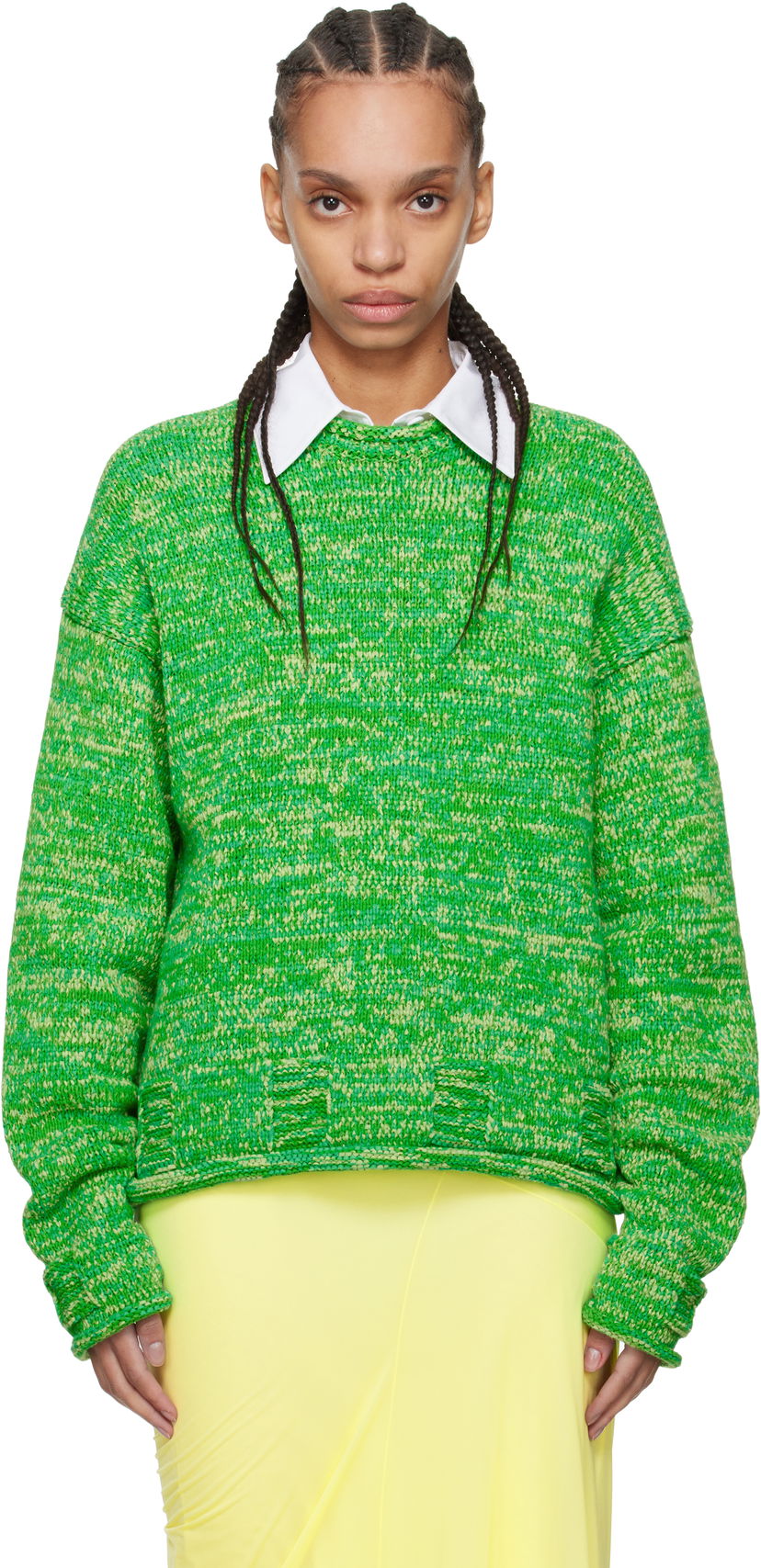Pleteni pulover JW Anderson JW Anderson Space Dye Crewneck Sweater Zelena | KW1407-YN0409