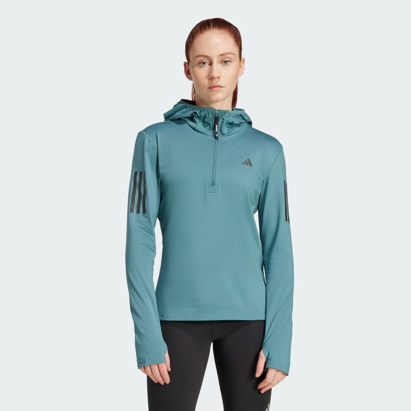 Pulover adidas Performance Own The Run Winterized Hooded Running Top Turkizna | JW9651