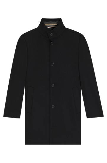 Plašči BOSS Slim-fit Stand-collar Coat in Wool and Cashmere Črna | 50551078