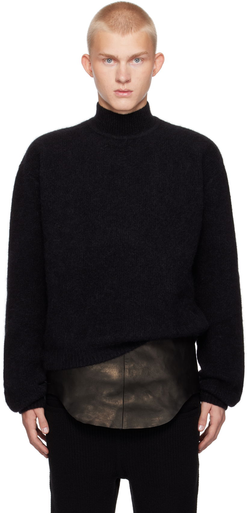 Pleteni pulover Rick Owens Alpaca Knit Turtleneck Sweater Črna | RR02D6645 KWP