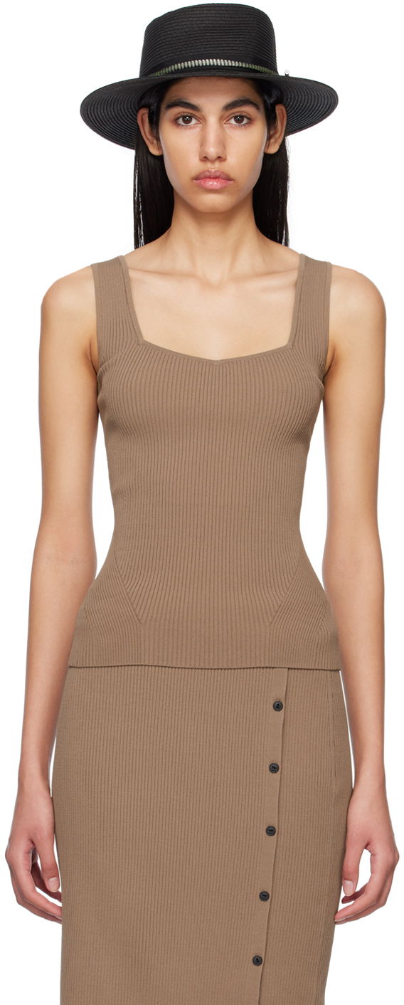 Majica brez rokavov rag & bone Rag & Bone Asher Rib Knit Tank Top Rjava | WAS23S035YL35
