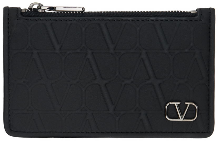 Denarnica Valentino Garavani Black Toile Iconographe Card Holder Črna | 4Y2P0540KXM