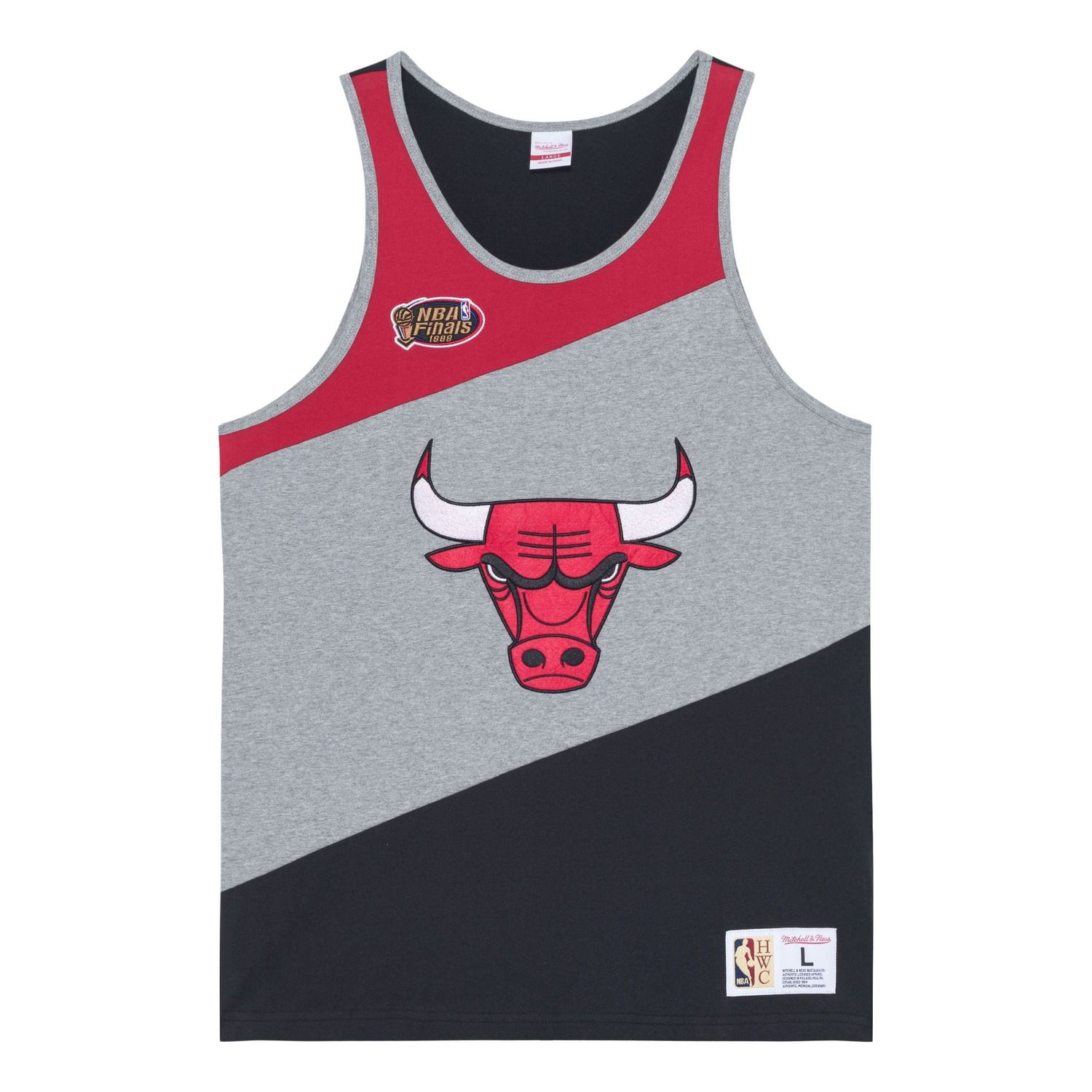 Majica brez rokavov Mitchell & Ness NBA Chicago Bulls HWC Colorblocked Tank Top Siva | TTNK5120-CBUYYPPPGHRD, 0