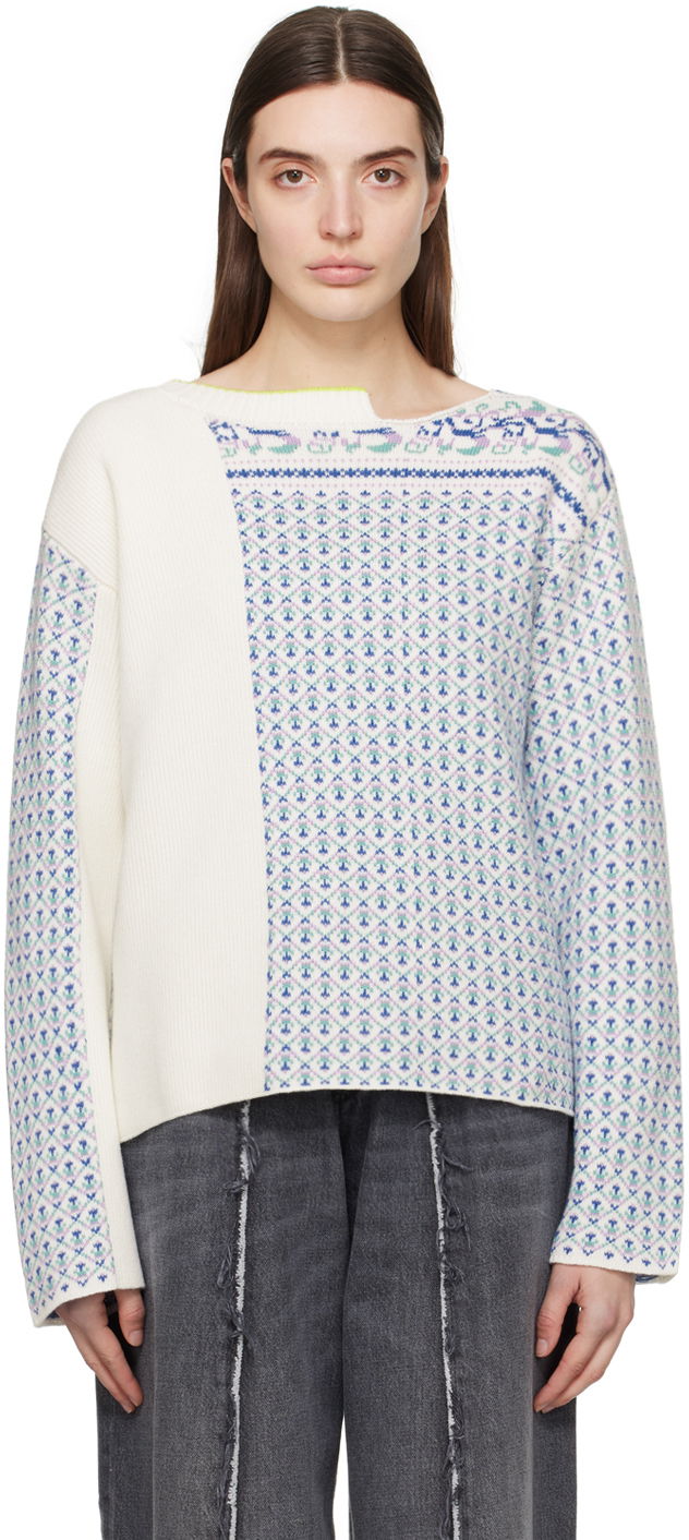 Pleteni pulover Maison Margiela MM6 Paneled Sweater Modra | SH0HL0003 S18451