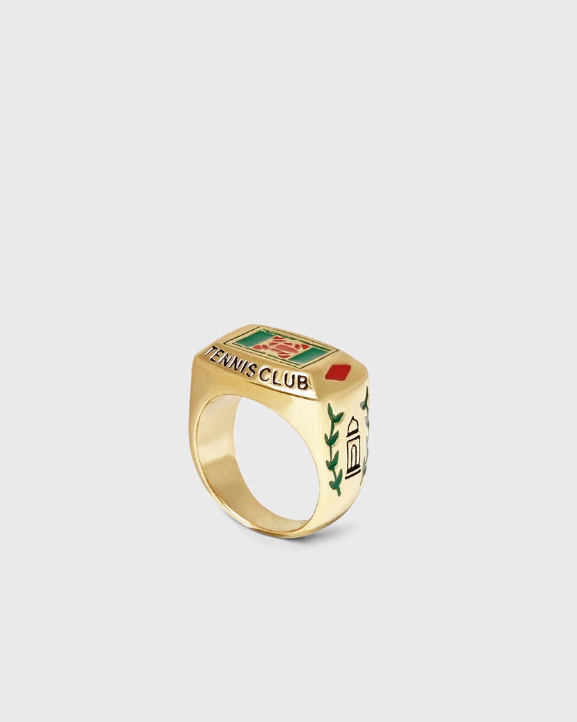 Prstan Casablanca Gold Tone Tennis Club Enamel Signet Ring Kovinski | APF25-JW-087-01