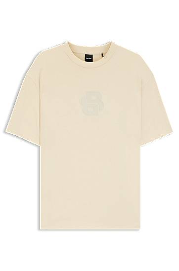 Majica BOSS Peached-cotton T-shirt with Double B monogram Bež | 50549112