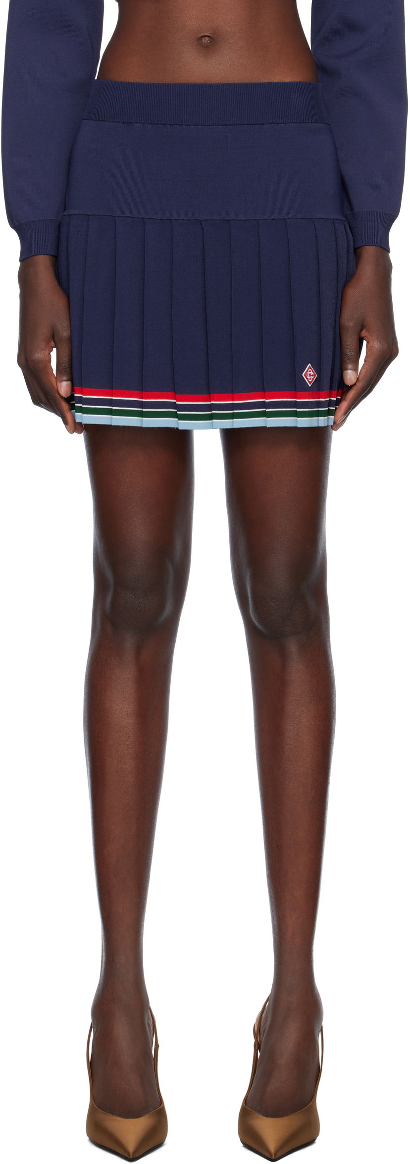 Krila Casablanca Casablanca Baseball Pleated Miniskirt Mornarica | WS25-KW-983-01
