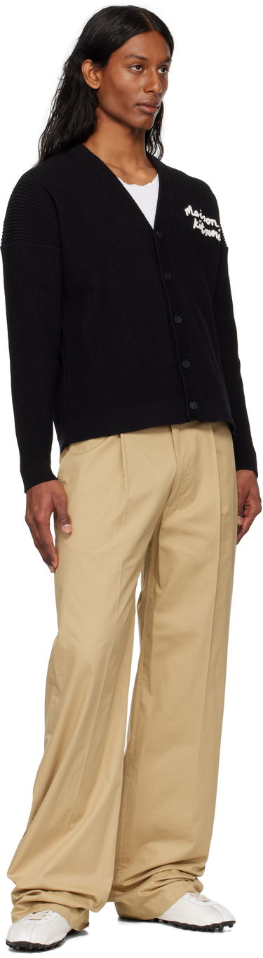 Pleteni pulover MAISON KITSUNÉ Handwriting Comfort Ribbed Cardigan by Maison Kitsuné Črna | OM00505KT1126, 3